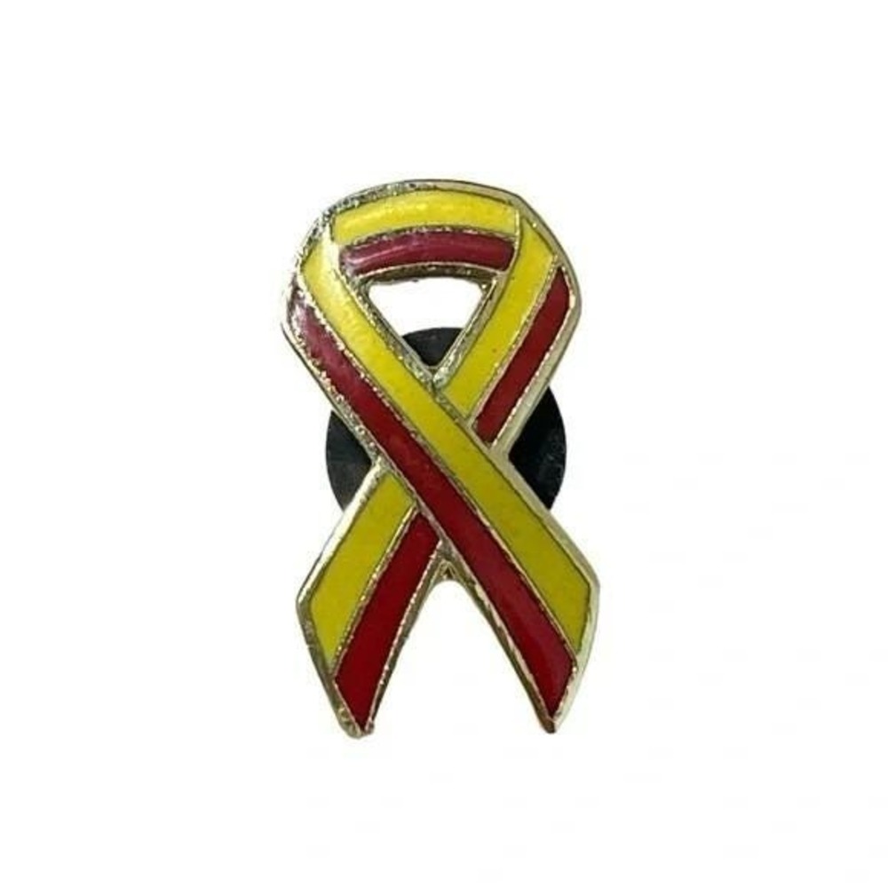 Hepatitis C Yellow Red Awareness Support Ribbon Lapel Vest Hat Pin‎ A4